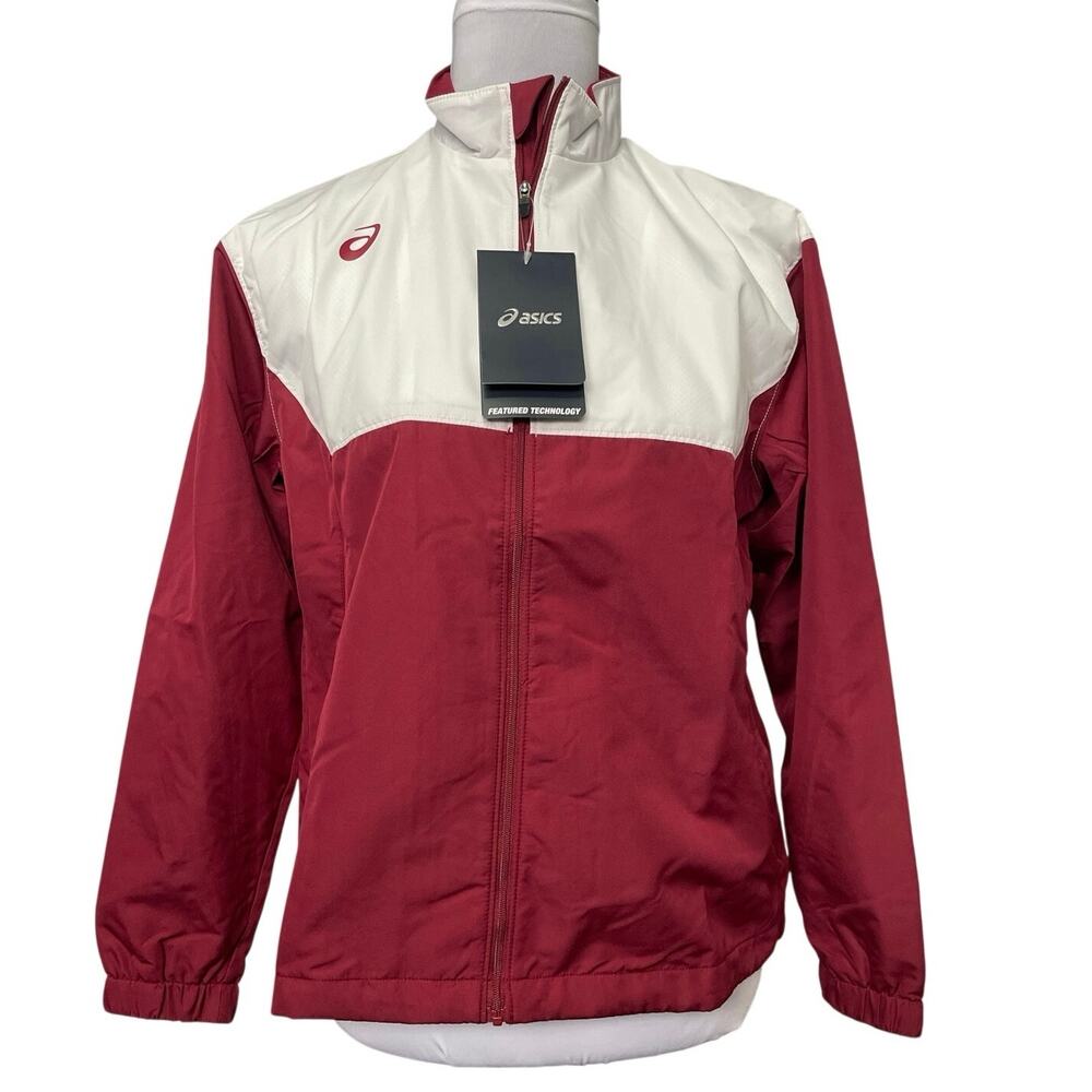 NWT - Asics Youth/Jr Red Upsurge Windbreaker Zip-Up Jacket